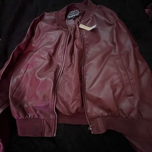 Burgundy Faux Leather Jacket
